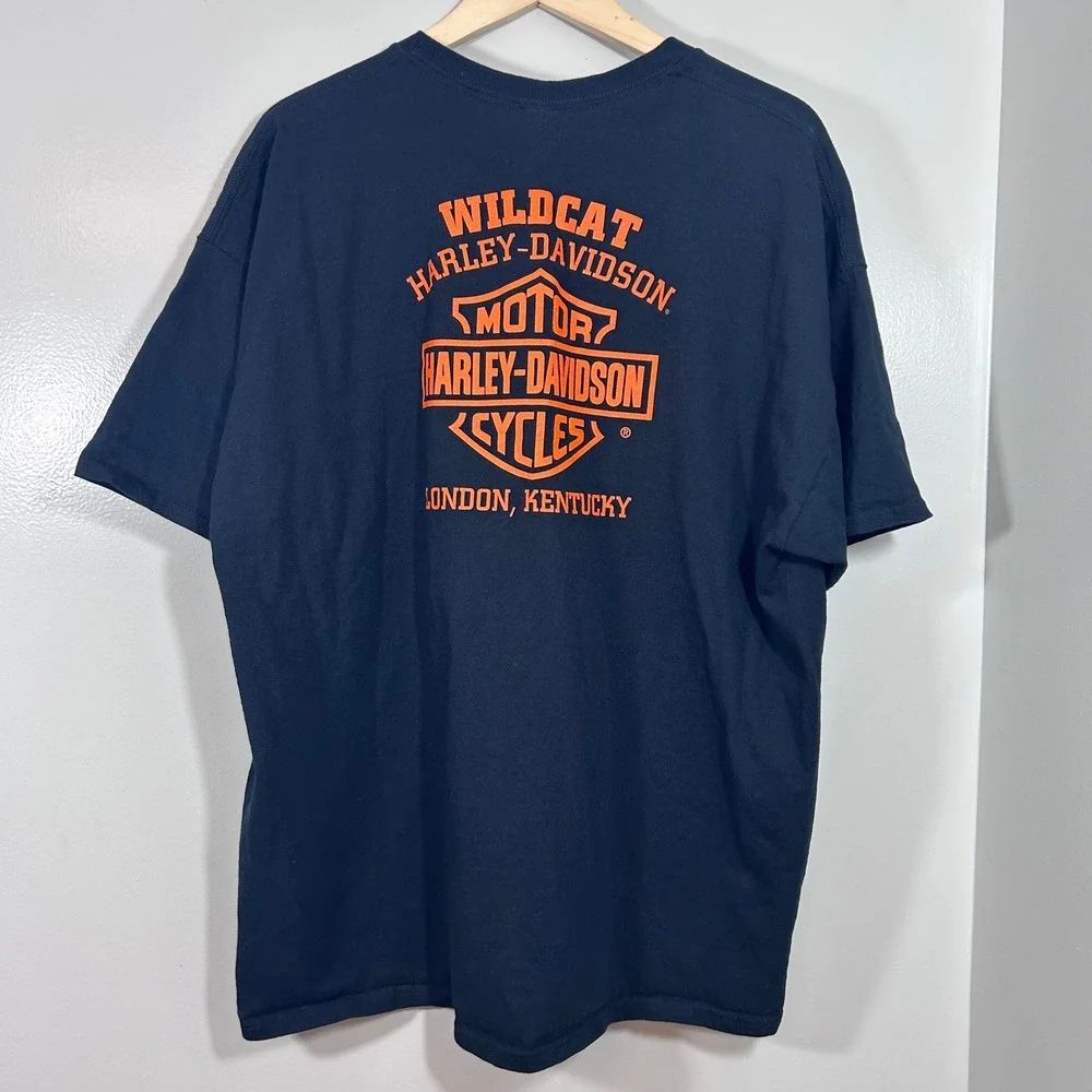 Harley Davidson Wildcat London Kentucky Pocket T-Shirt Black Mens 2XL - Picture 2 of 9